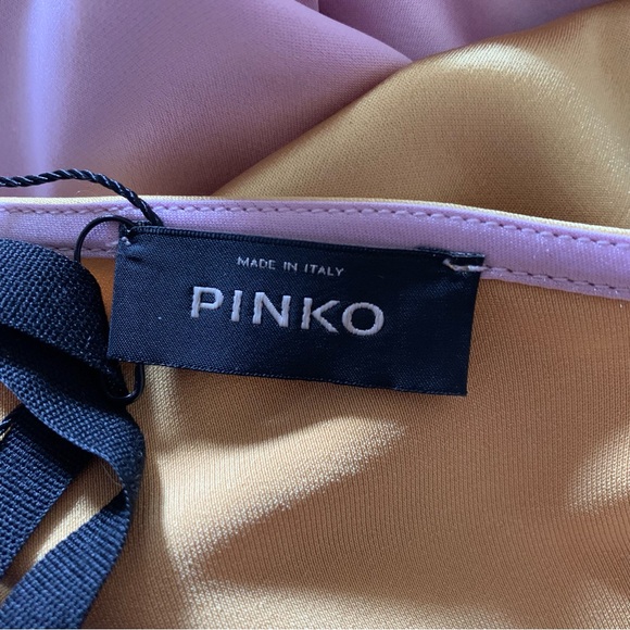 NWT Pinko Minestra Two Tone Pink and Gold Asymmetrical Dress size 6 - Picture 3 of 12